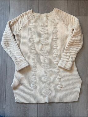 Cozy Cable Knit Cream Sweater - Long